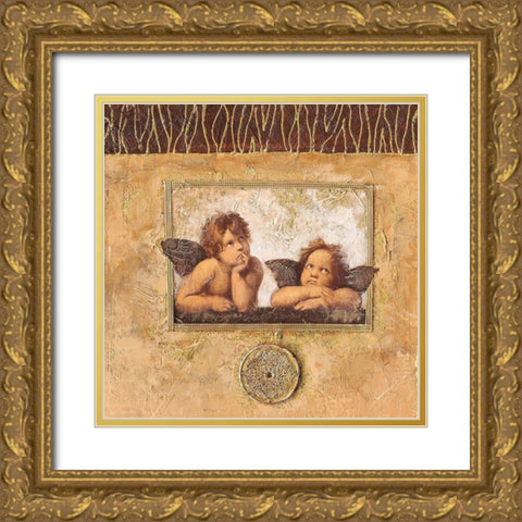 Christmas Angels Gold Ornate Wood Framed Art Print with Double Matting by Ancilotti, Claudia