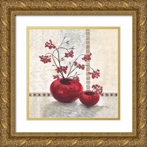 Red Berries Gold Ornate Wood Framed Art Print with Double Matting by Ancilotti, Claudia