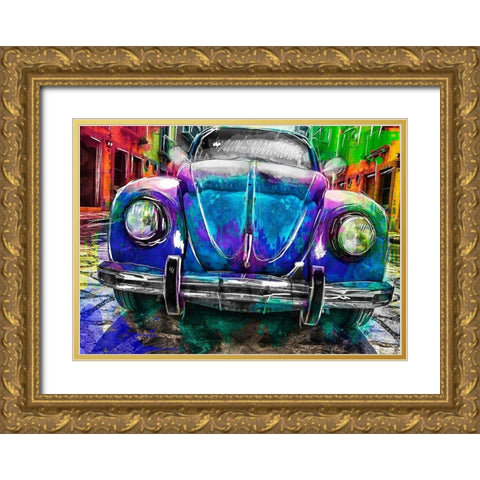 Beatle Gold Ornate Wood Framed Art Print with Double Matting by Henk van Gog
