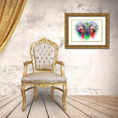Horses 2 Gold Ornate Wood Framed Art Print with Double Matting by Henk van Gog
