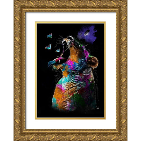 Elephant Gold Ornate Wood Framed Art Print with Double Matting by Henk van Gog