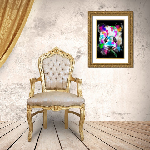 Panda Gold Ornate Wood Framed Art Print with Double Matting by Henk van Gog