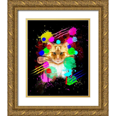 Cat Gold Ornate Wood Framed Art Print with Double Matting by Henk van Gog