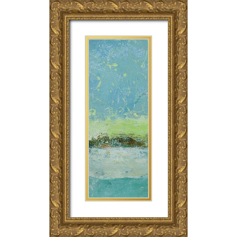 Green Horizon 2 Gold Ornate Wood Framed Art Print with Double Matting by Holzner, Renate