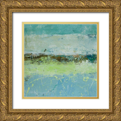 Green Horizon 3 Gold Ornate Wood Framed Art Print with Double Matting by Holzner, Renate