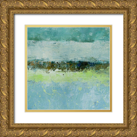 Green Horizon 4 Gold Ornate Wood Framed Art Print with Double Matting by Holzner, Renate