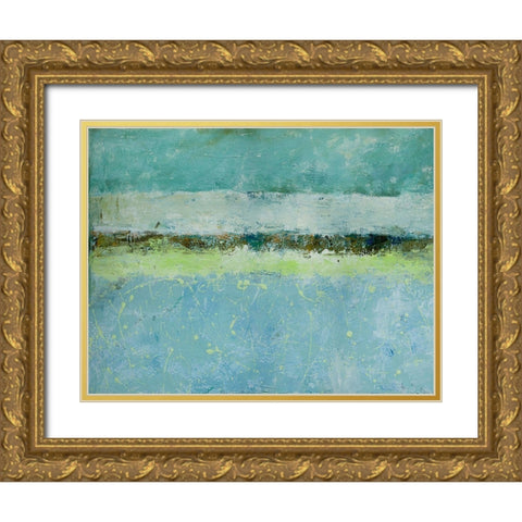 Green Horizon Gold Ornate Wood Framed Art Print with Double Matting by Holzner, Renate