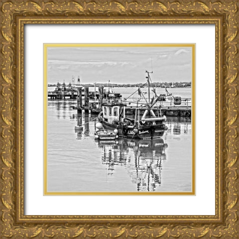 BOAT IN BLACK AND WHITE I Gold Ornate Wood Framed Art Print with Double Matting by Fossey, George
