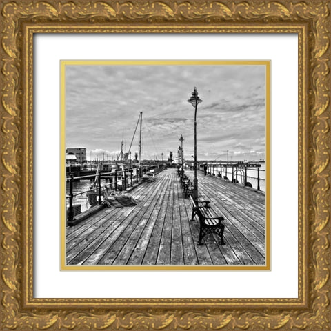 THE DOCKS Gold Ornate Wood Framed Art Print with Double Matting by Fossey, George