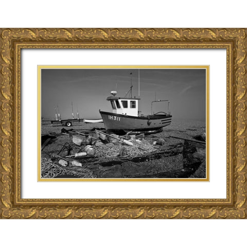 BOAT IN BLACK AND WHITE II Gold Ornate Wood Framed Art Print with Double Matting by Fossey, George