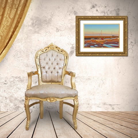 SUNSET BOAT I Gold Ornate Wood Framed Art Print with Double Matting by Fossey, George