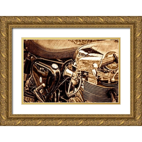 OLD BIKE Gold Ornate Wood Framed Art Print with Double Matting by Fossey, George