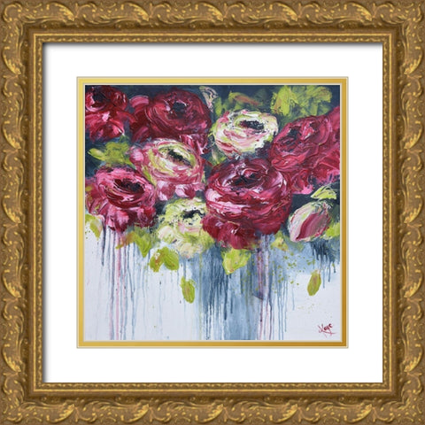 LUSH FLOWERS I Gold Ornate Wood Framed Art Print with Double Matting by Lake, Kaye