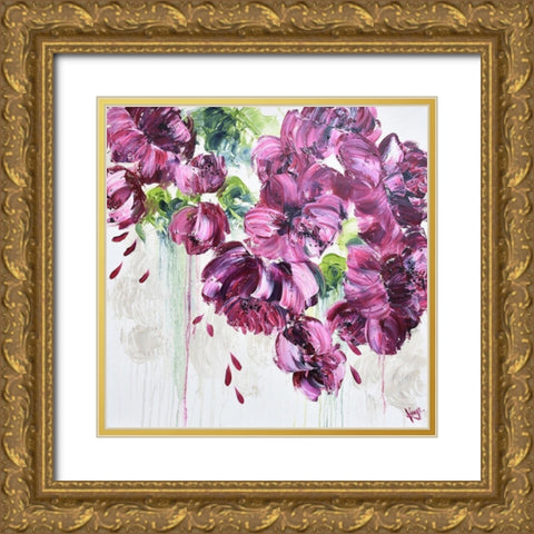 LUSH FLOWERS II Gold Ornate Wood Framed Art Print with Double Matting by Lake, Kaye