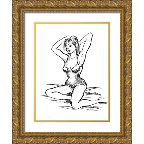 Lilly Gold Ornate Wood Framed Art Print with Double Matting by Holzner, Renate