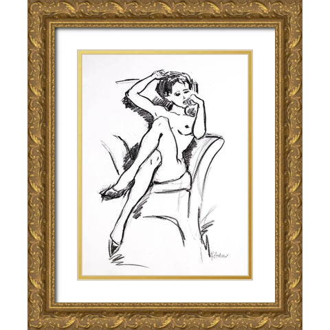 Angie Gold Ornate Wood Framed Art Print with Double Matting by Holzner, Renate