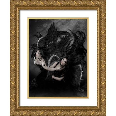 Embrace Your Darkness Gold Ornate Wood Framed Art Print with Double Matting by Babette