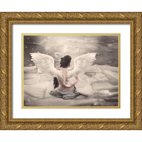 Angel Babette Gold Ornate Wood Framed Art Print with Double Matting by Babette