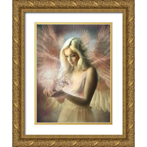 Angel JehoÃ«l Gold Ornate Wood Framed Art Print with Double Matting by Babette