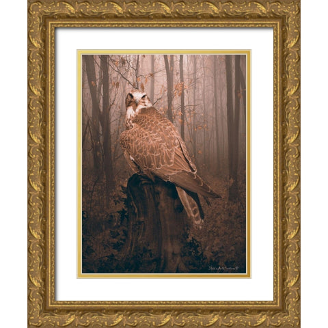 Falcon Gold Ornate Wood Framed Art Print with Double Matting by Babette