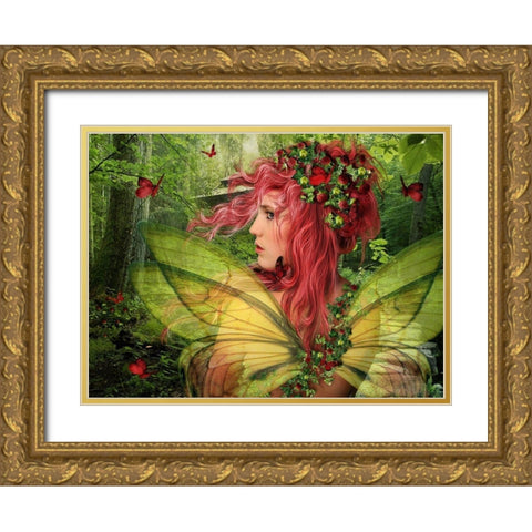 Wild Strawberry Gold Ornate Wood Framed Art Print with Double Matting by Babette