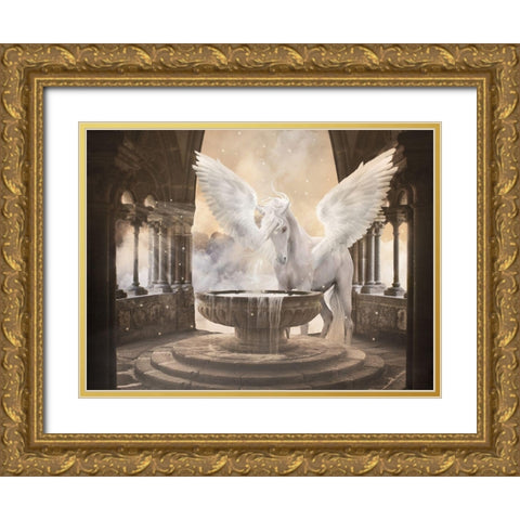 The Unicorn from Heaven Gold Ornate Wood Framed Art Print with Double Matting by Babette