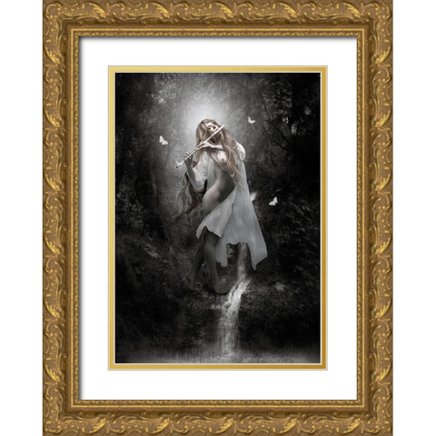 Euterpe Gold Ornate Wood Framed Art Print with Double Matting by Babette