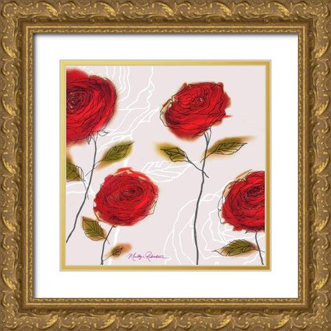 Coming Up Roses Gold Ornate Wood Framed Art Print with Double Matting by Robertson, Marilyn