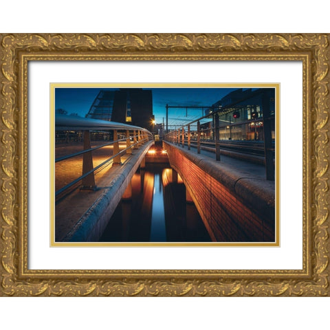 Trainstation Gold Ornate Wood Framed Art Print with Double Matting by van Gog, Henk