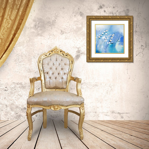 Blue Gold Ornate Wood Framed Art Print with Double Matting by Robertson, Marilyn