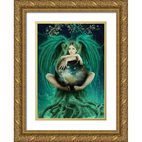 Angel Anthea Gold Ornate Wood Framed Art Print with Double Matting by Babette