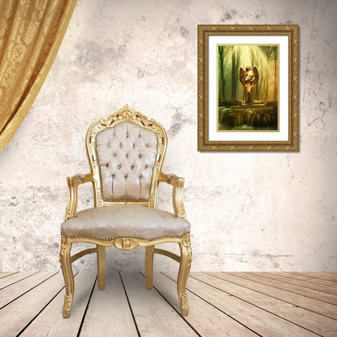 Angel Gabriel Gold Ornate Wood Framed Art Print with Double Matting by Babette