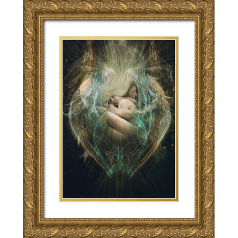 Angel Raguel Gold Ornate Wood Framed Art Print with Double Matting by Babette