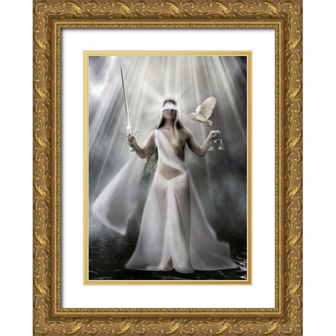 Apollo Gold Ornate Wood Framed Art Print with Double Matting by Babette