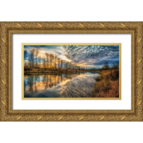 Clouds And River Gold Ornate Wood Framed Art Print with Double Matting by Kostka, Vladimir
