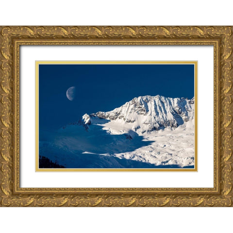 Moon And Mountains Gold Ornate Wood Framed Art Print with Double Matting by Kostka, Vladimir