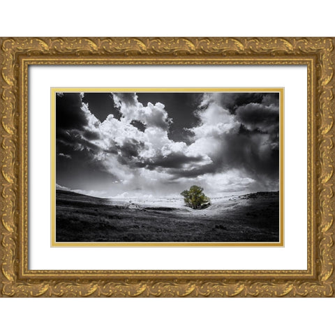 The Green Tree Gold Ornate Wood Framed Art Print with Double Matting by Kostka, Vladimir