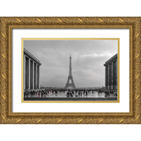 Paris With Red Accents Gold Ornate Wood Framed Art Print with Double Matting by Kostka, Vladimir