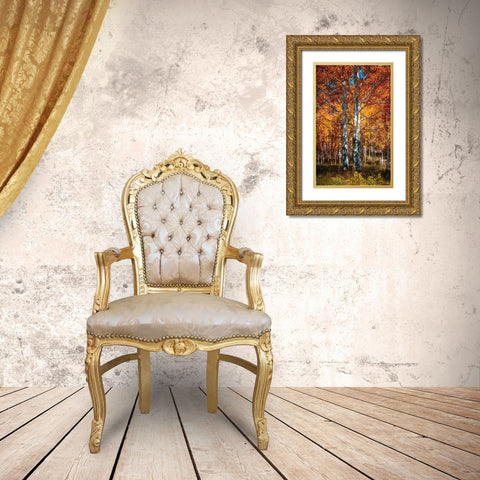Autum Gold Ornate Wood Framed Art Print with Double Matting by Kostka, Vladimir