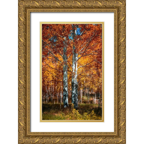 Autum Gold Ornate Wood Framed Art Print with Double Matting by Kostka, Vladimir