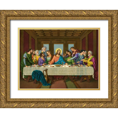 HL. ABENDMAHL Gold Ornate Wood Framed Art Print with Double Matting by Anonymous