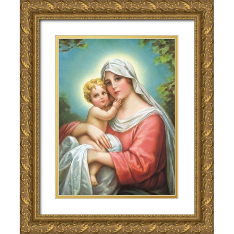 MADONNA Gold Ornate Wood Framed Art Print with Double Matting by Anonymous