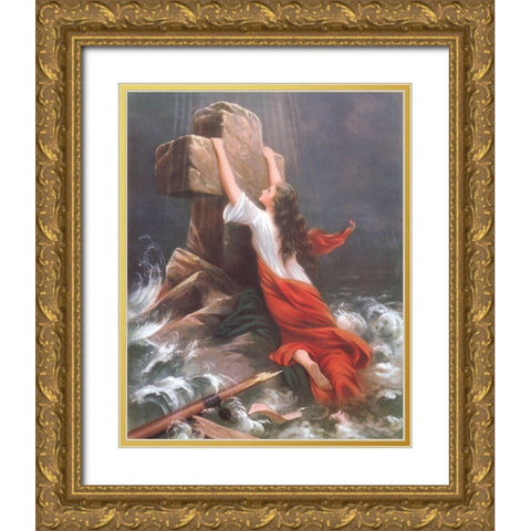 RETTUNG Gold Ornate Wood Framed Art Print with Double Matting by Anonymous