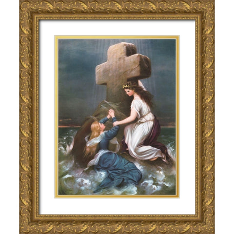 RETTUNG Gold Ornate Wood Framed Art Print with Double Matting by Anonymous