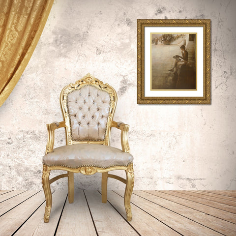 IN PIAZZA VECCIA Gold Ornate Wood Framed Art Print with Double Matting by Sgarbossa, Antonio