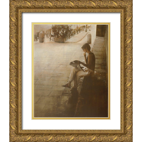 IN PIAZZA VECCIA Gold Ornate Wood Framed Art Print with Double Matting by Sgarbossa, Antonio