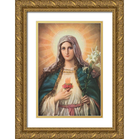 HL.HERZ MARIAE Gold Ornate Wood Framed Art Print with Double Matting by Anonymous