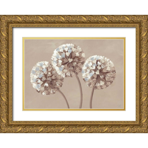Chocolate Allium Hearts Gold Ornate Wood Framed Art Print with Double Matting by Lake, Kaye