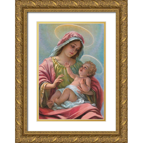 MADONNA Gold Ornate Wood Framed Art Print with Double Matting by Anonymous