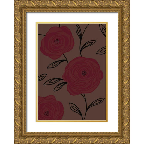 Chocolate Roses II Gold Ornate Wood Framed Art Print with Double Matting by Design Show